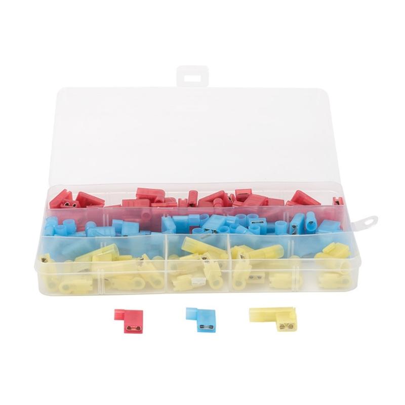 Practical Automotive Wiring Set 80Pcs Right Angled Flag Terminals Insulated Spade Connectors for Secure Connection