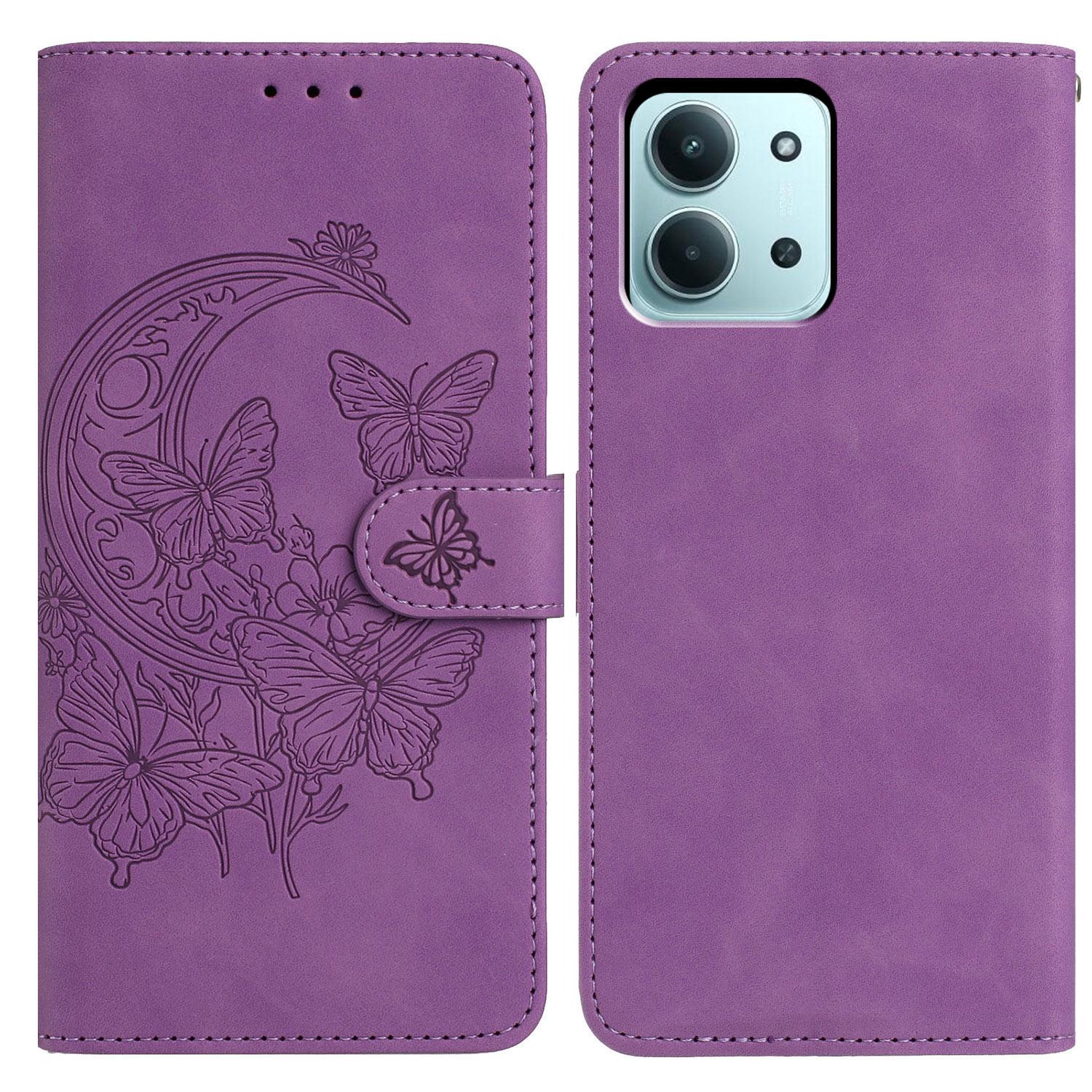 

For Xiaomi Redmi 15C 4G (Global) (171mm)/Poco C85 4G (171mm) Case Butterfly Flower Imprint PU Leather Wallet Stand Phone Cover
