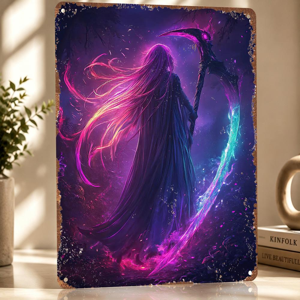 Dark Fantasy Reaper D Printed Texture Poster Personalized Wall Art Retro Metal Tin Signs for Office Decor Room Wand Deko Home