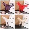 Women Sexy Transparent Lace G-strings Thongs Hollow Out Underwear for Ladies Crotch Opening Panties