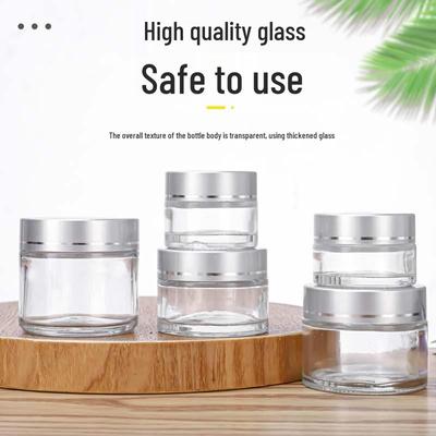Transparent Glass Jar Set: 100g Cream Jar, 50g Face Cream Jar, 30g Eye Cream Jar, Mask Jar, Cosmetic Sample Bottles.