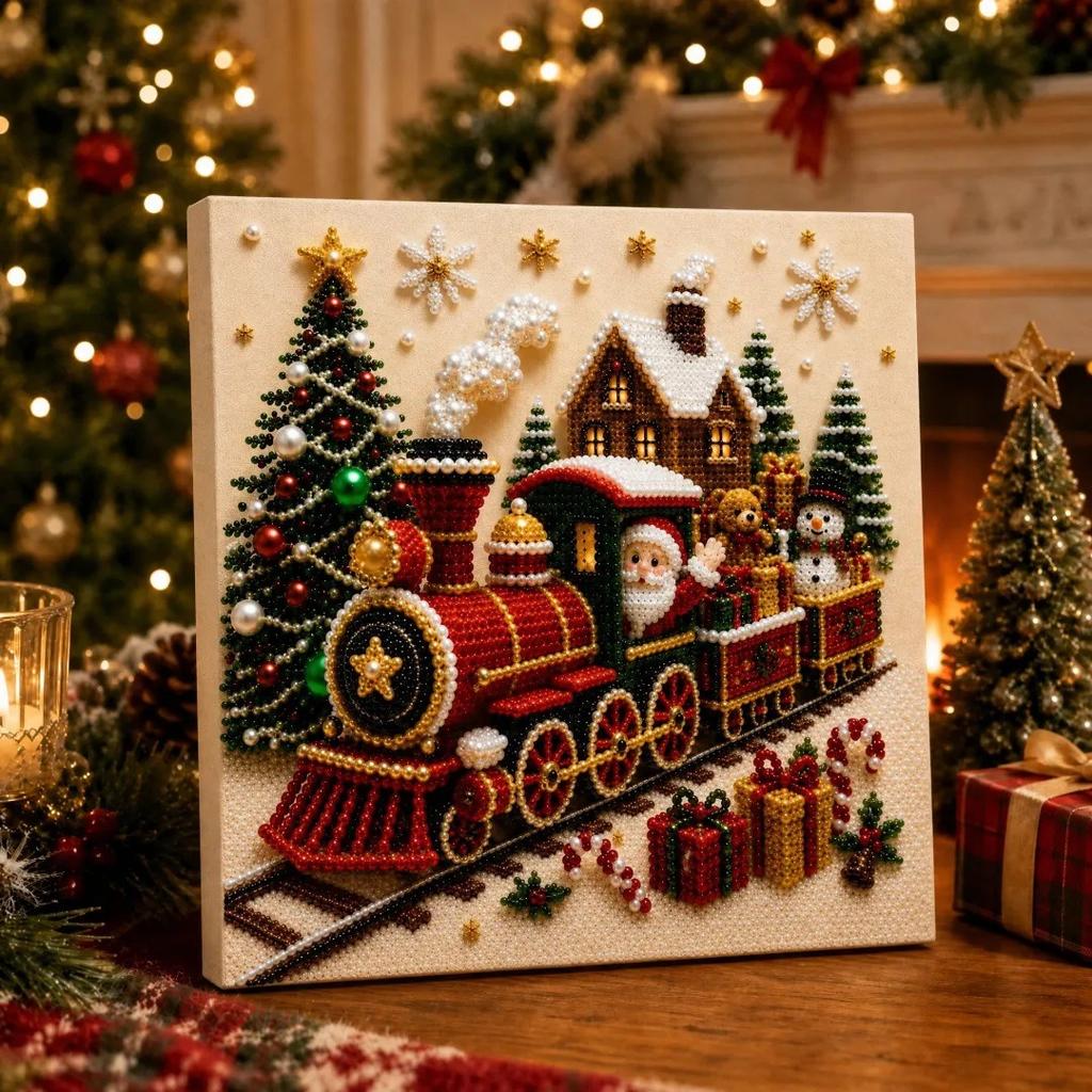 Weihnachts 5D Perlen Diamant Malerei Kit DIY Hirsch Weihnachtsmann Baum Kunst Handwerk zum Aufhängen an der Wand Heimdeko Party Szene Gestaltung