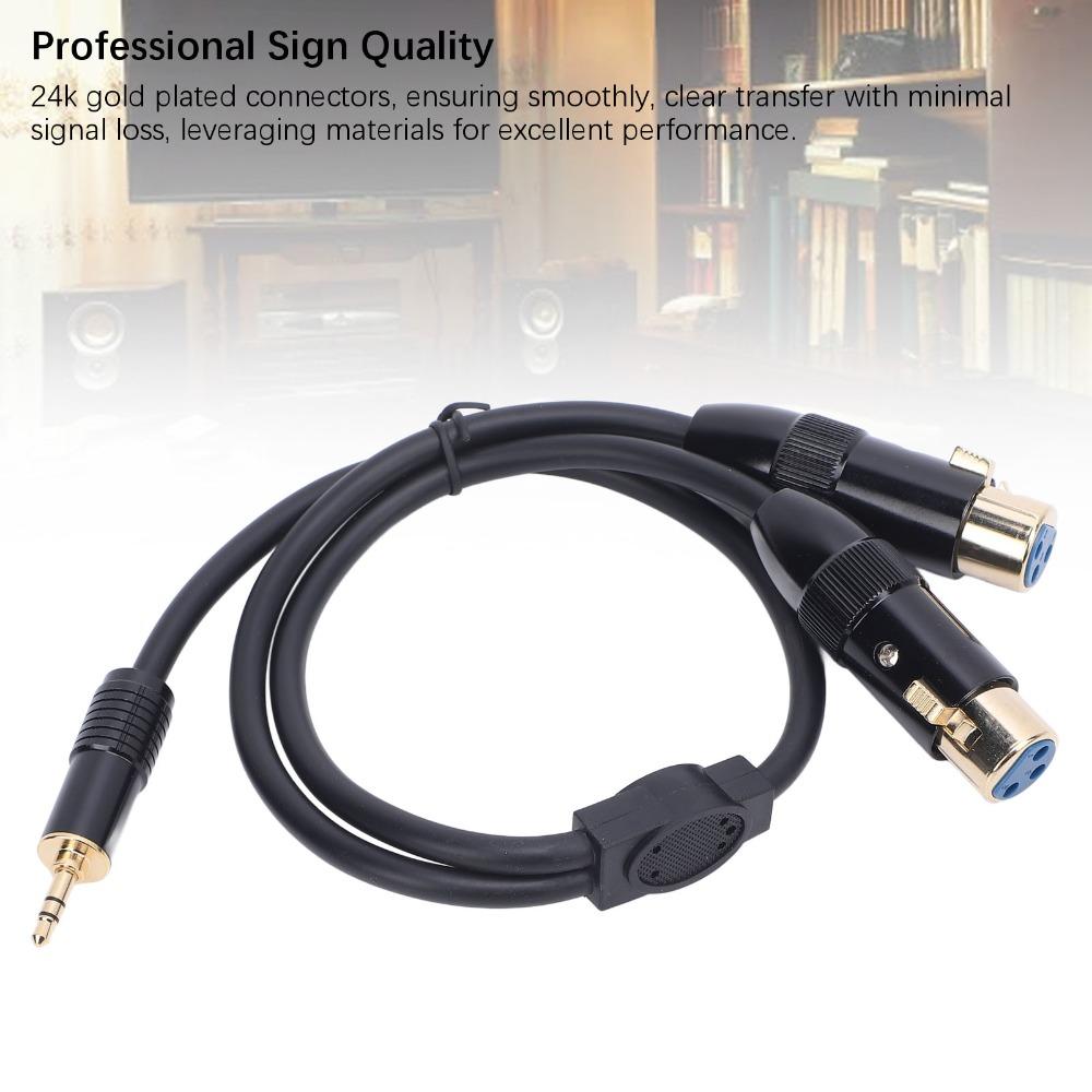 1/8in Jack 3.5mm for TRS Male To Dual XLR Female Cable Active Speaker Connection Cable  Speakers