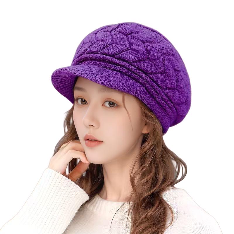 

Женский теплый вязаный шерстяной берет для осени и зимы - Модный, удобный и универсальный для женщин среднего и пожилого возраста