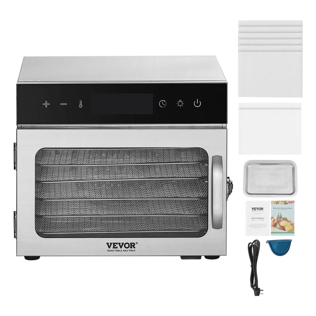 6 Trays Food Dehydrator Machine Stainless Steel 400W Jerky Fruit Drying
