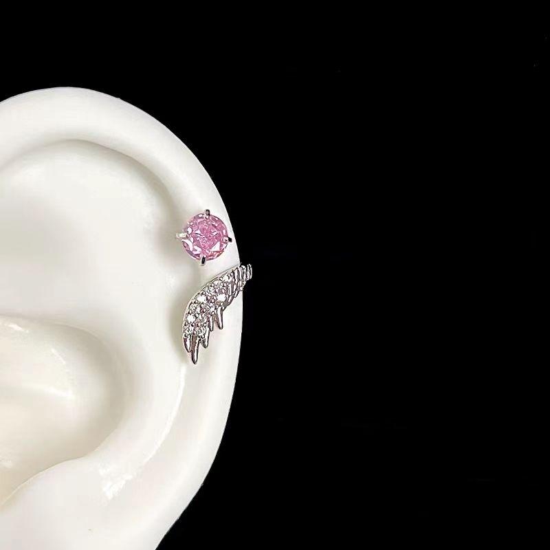 LATS 1pcs Copper Color Wing Ear Bone Nail for Women New Fashion Zircon Earrings Accessories Fashion Zircon