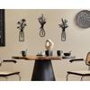 3 Pieces of Metal Floral Wall Art - Rural Farmhouse Decoration Black Minimalist Floral Wall Decoration