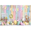 Spring Easter Backgrounds for Photographs Wooden House Flowers Rabbit Eggs Carrot Baby Shower Kids Birthday Decor Photo Backdrop
