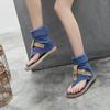 High Top Flip Flops Women Sandals Custom Denim Roman Gladiator Sandals Summer Ladies Beach Shoes Female Flat Sandalias WSH3894