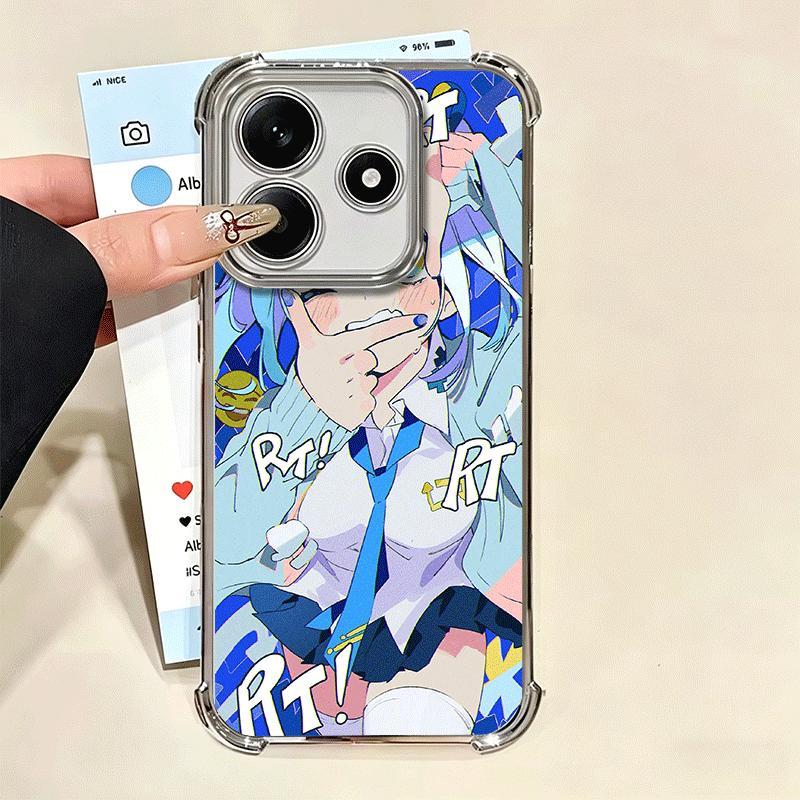 Anime Kwaii Mädchen Ins Stil Galvanisiert Handyhülle Für Xiaomi Redmi Note 14 15 Pro Plus 13 12 11 11S 11T 10 9S 9 5G Anti-Fall Airbag