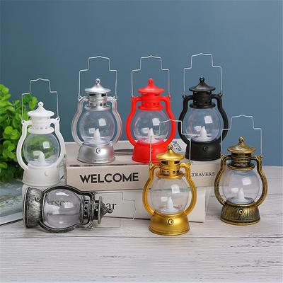 Lámpara de queroseno retro con botón colorido e interruptor de batería, lámpara colgante pequeña de aceite, colgante artístico, manualidades de decoración para Navidad y Halloween