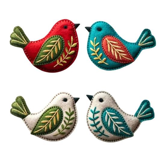 Handgefertigter Filzvogel-Schmuck, Vintage-Stickerei Vogel Hängedekoration, Handgefertigter Bunter Vogel Weihnachtsbaumschmuck