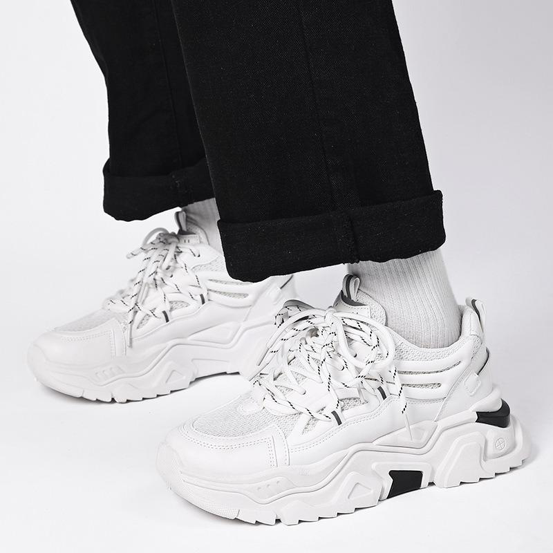 Chaussures noires chaussures rehaussantes hommes plateforme mesh respirant sport chaussures hommes