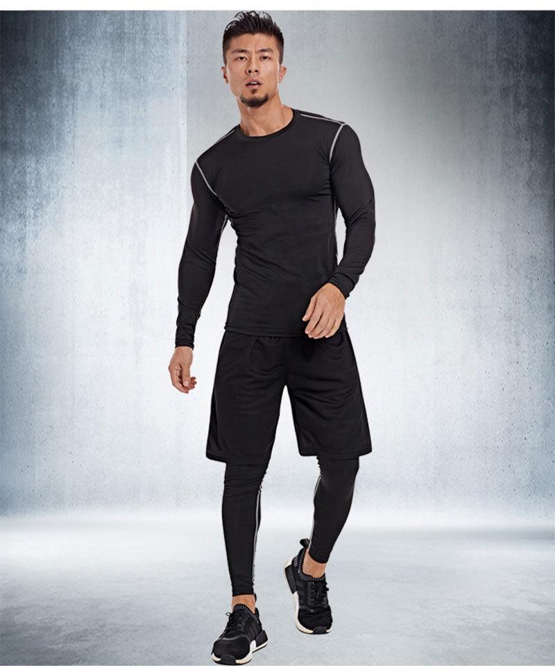 Men's Quick-Dry Autumn Training Tights with Sweat-Wicking Long Sleeves for Running, Basketball, and Fitness