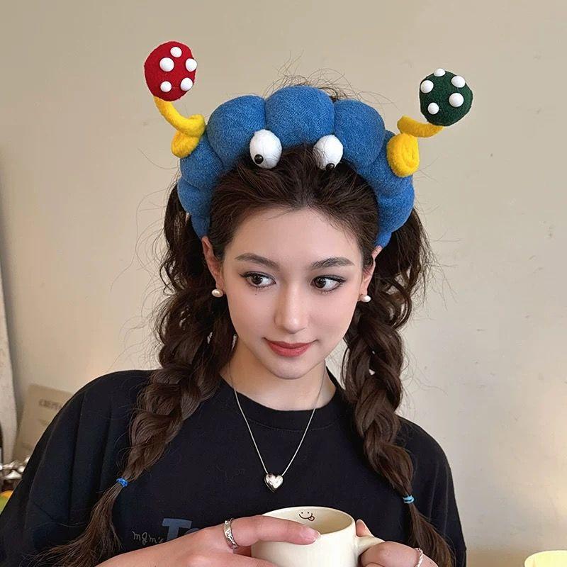 Cute and Funny Autumn and Winter Plush Face Wash Headband Female Wild Fun High Skull Headband Makeup Pressure Hairpin Hair Accessories