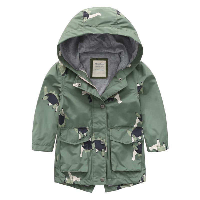 Meanbear Erkek ve Kız Çocukları için Dış Mekan Rüzgar Geçirmez Kapüşonlu Su Geçirmez Makineli Ceket