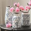 French-Chinese Ice Crackle Blue & White Ceramic Vase: Entrance & Living Room Decor
