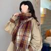 Korean Style Plaid Double-Sided Warm Thick Scarf for Couples and Students, Versatile Autumn/Winter Neck Warmer Shawl