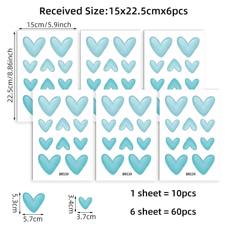 Süße Ästhetische Girly Minzgrüne Herz Wandaufkleber, Selbstklebende Deko für Schlafzimmer Wohnzimmer Dekoration