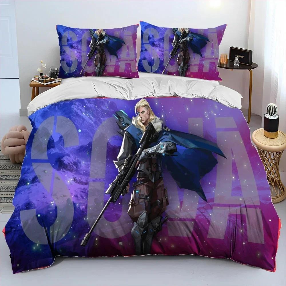 3D Print VALORANT Game Bedding Set Duvet Cover Bed Set Quilt Cover Pillowcase Comforter king Queen Size Boys Adult Bedding Set
