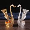 Light luxury fruit fork dessert fruit stick pure copper swan base creative high-end tableware dim sum coffee spoon set