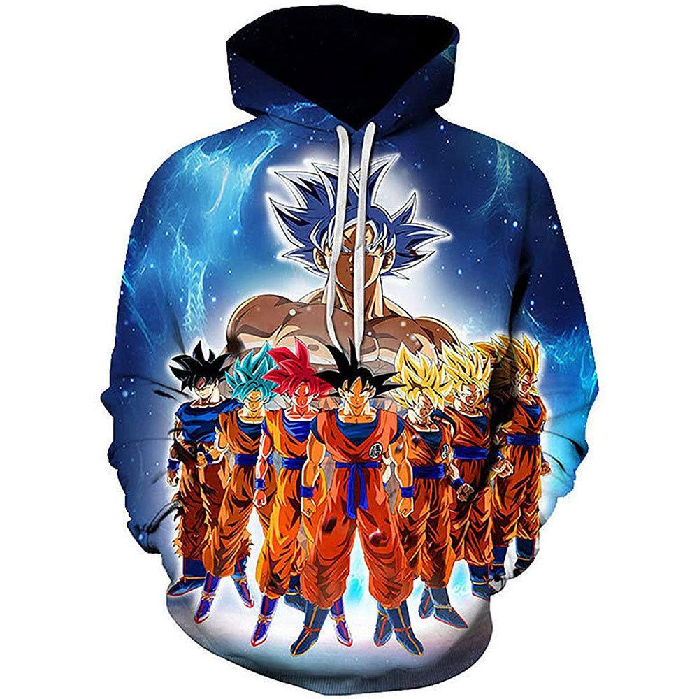 Spring And Autumn Casual Animation Sweater Dragon Ball 3D Digital Printing Hooded Pullover Sweater