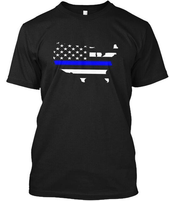 Usa Thin Blue Line T-Shirt Made in the USA Size S to 5XL XL