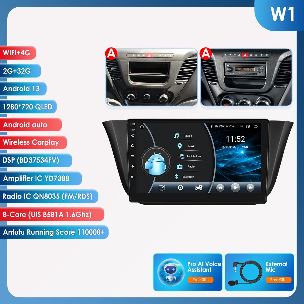 Hizpo 4G 9'' AI Intelligent System Wireless CarPlay Android Auto Radio for Iveco Daily 2013-2021 Car Multimedia GPS 2din Intelligent Screen DVR Cam