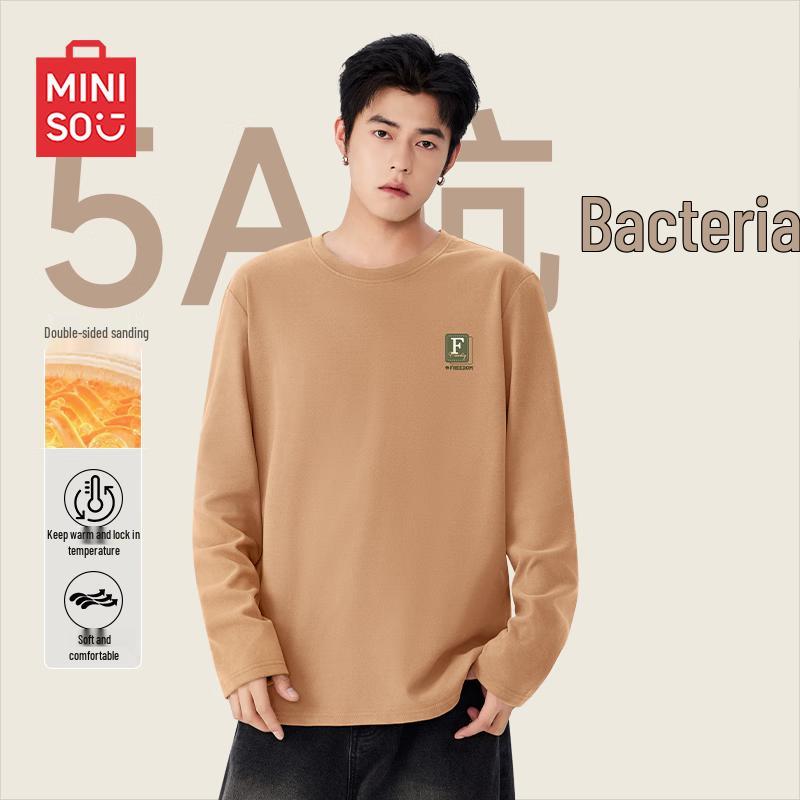 MINISO Men s Fleece Lined Round Neck Long Sleeve Thermal T-shirt 3XL