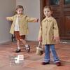 JELLYBABY Girls' French Style Plaid Trench Coat