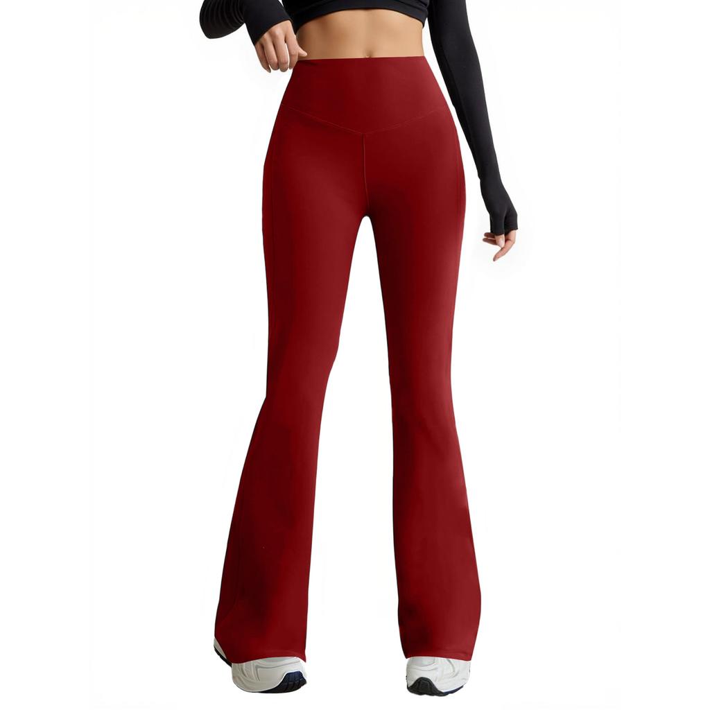 Damen Yoga-Hose mit hoher Taille und weitem Bein mit Taschen