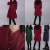 Timeless Vintage Women Long Sleeve Pullover V Neck Tunic Dress For Casual Elegance
