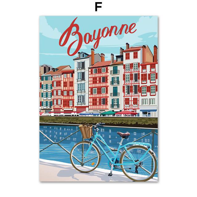 Anime Travel City Landscape Poster French Italy Vintage Wall Art Canvas Painting Nordic Prints Pictures for Living Room Decor