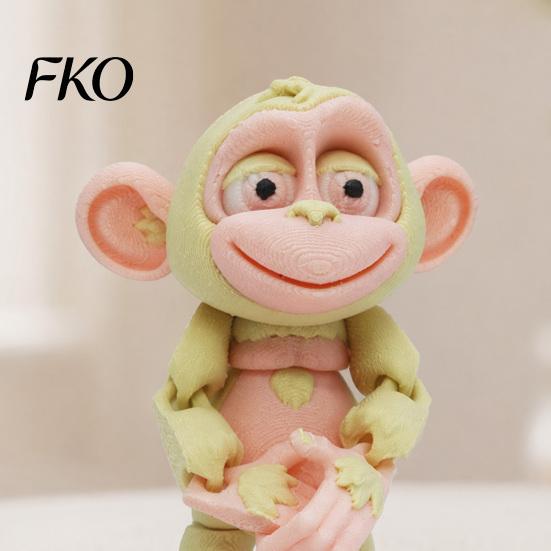 Exquisite Printed Texture Ornament 3D Articulated Monkey Figurine, Multi-Color Cartoon Animal Model with Soft Color Decor Movable Joints, Stress