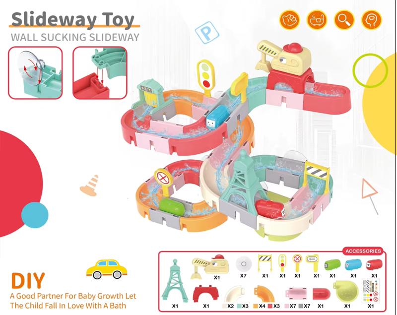 Bath Toys for Kids DIY Building Water Slide Tracks BaBy Bath Toys Spray Water Toys for Kids Outside Pool Bathtub Toys for Kids