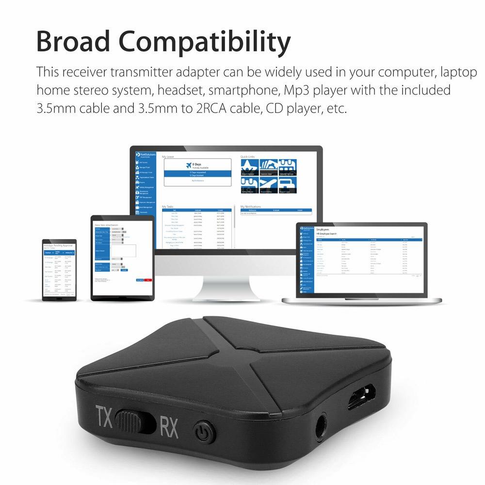 Bluetooth 4.2 Receiver Transmitter 2 IN 1 Wireless Audio Adapter With 3.5MM AUX Jack RCA Stereo For Home TV MP3 PC Speaker