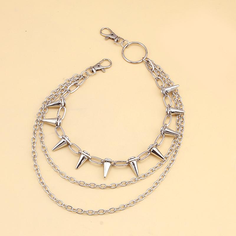 Hip-Hop Punk Metal Rivets Pants Chain Multi-Layer Waist Chain Dress Up Pants Hundred For Men Women Waist Chain Jewelry