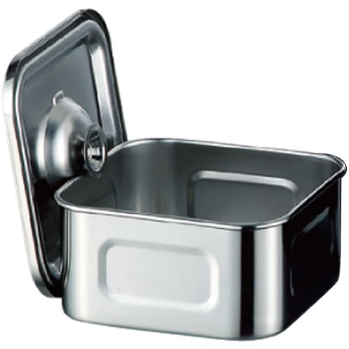 Yamashita Kogei AG 18-8 Shallow Square Kitchen Pot (with Knob) 13.5cm 04-0226-0505