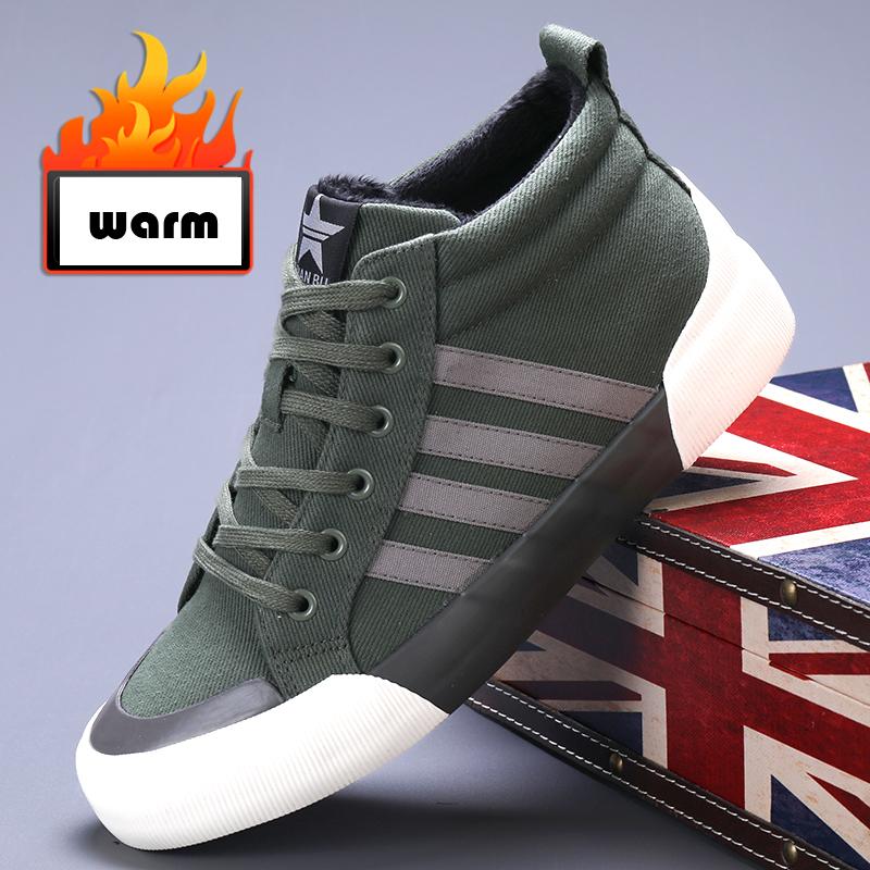 

Fashion Men Winter Warm Canvas Boots Short Plush Inside High Top Casual Shoes Lace Up eep Warm Thick Fur Platform Ankle Boots SS23927 38 зелёный