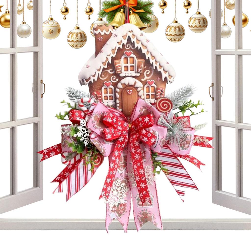 1pcs Gingerbread Christmas Wreath 50cm/20-inch Artificial Wreath Door Sign Christmas Decoration For Farmhouse Fence