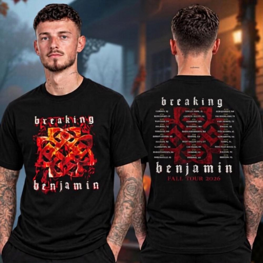 Breaking Benjamin Merch Fall Tour 2026 Tour Dates Two Sided Unisex T-Shirt