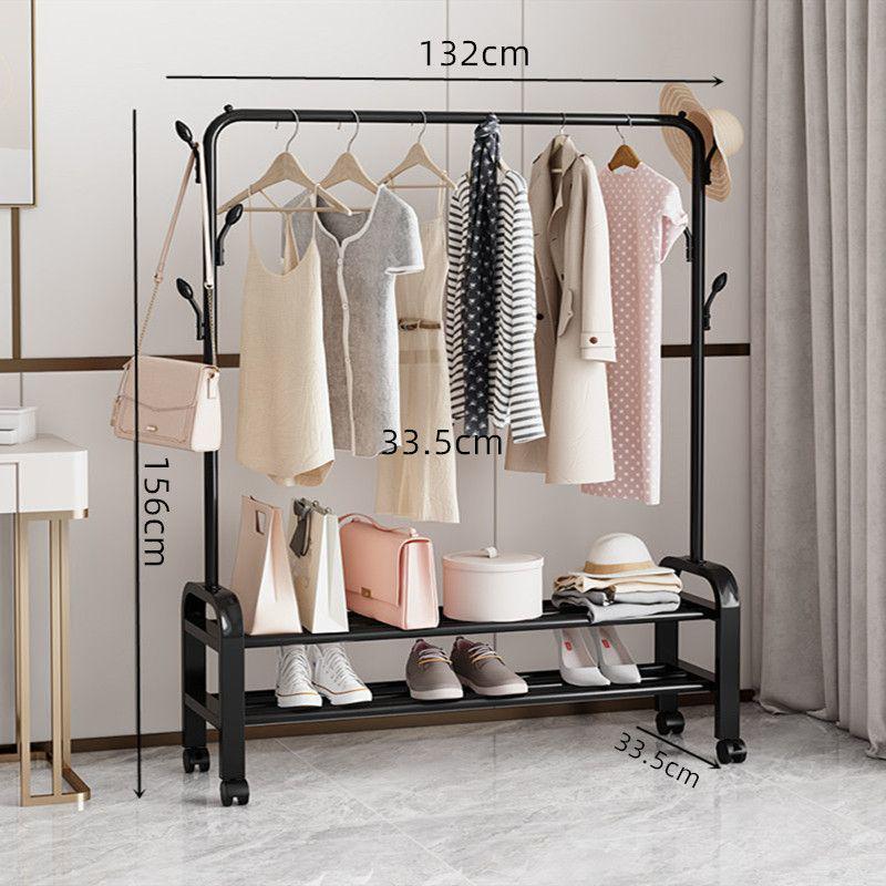 Sturdy Movable Floor-Standing Clothes Rack for Bedroom and Balcony Drying