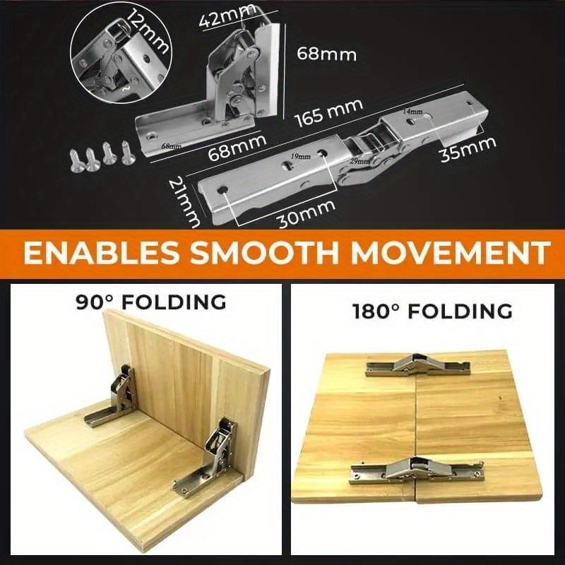 4PCS Folding Hinges Opening-Free 90 Degree Spring Furniture Hinges Damper Buffer Soft Close for Cabinet Cupboard Kitchen Hardware