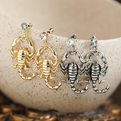 Hiphop Alloy Diamond Set Scorpion Earrings