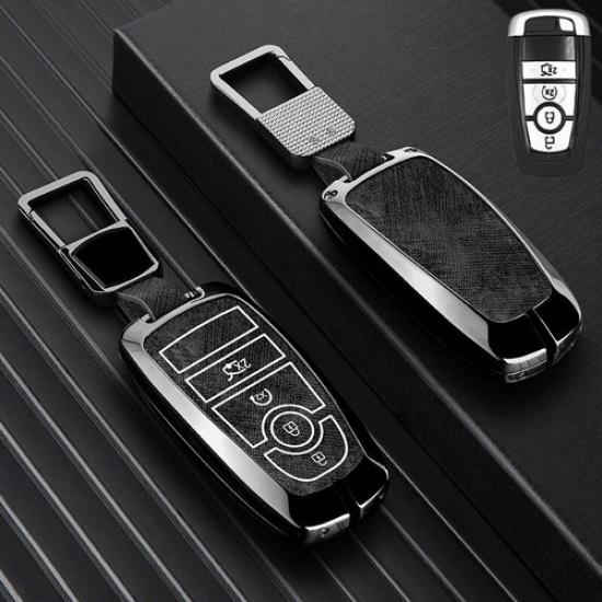 Кожаный чехол для ключа автомобиля из сплава для Lincoln MKC MKZ MKX Navigator Continental Gun Black A