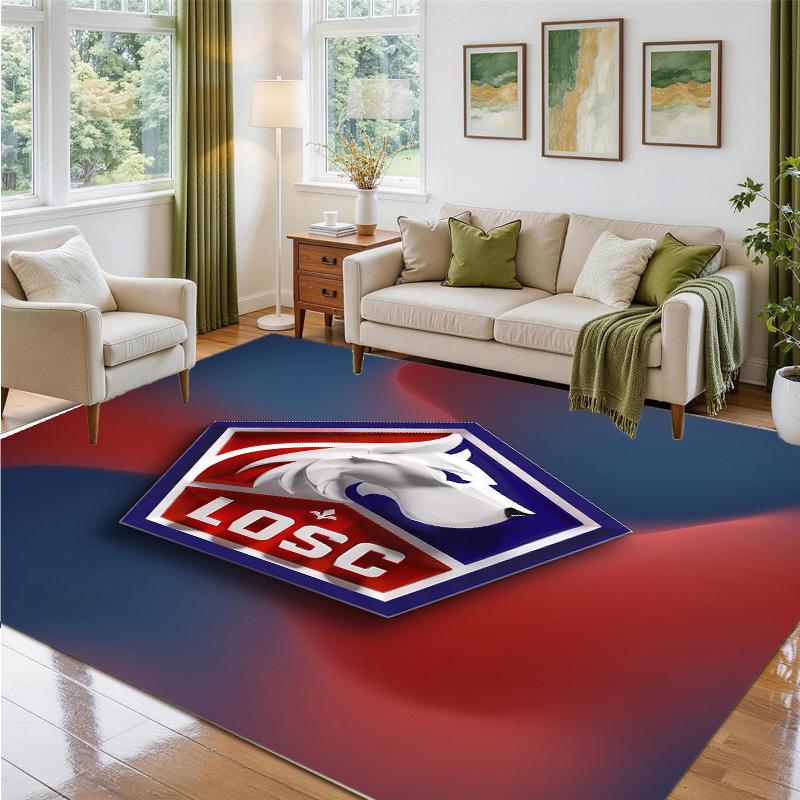 LOSC Lille FC Design Crystal Velvet Rug Soft Decorative Mat for Bedroom Entrance