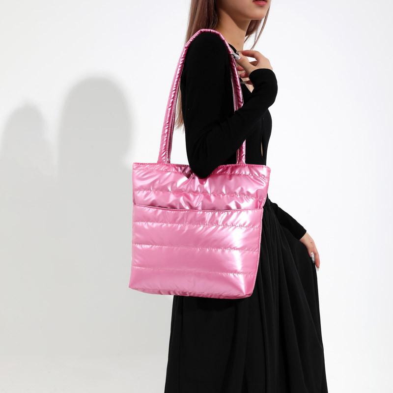 Trendy Minimalist Handbag In Black Gold Silver And Pink Elegant Large Tote For Everyday Use