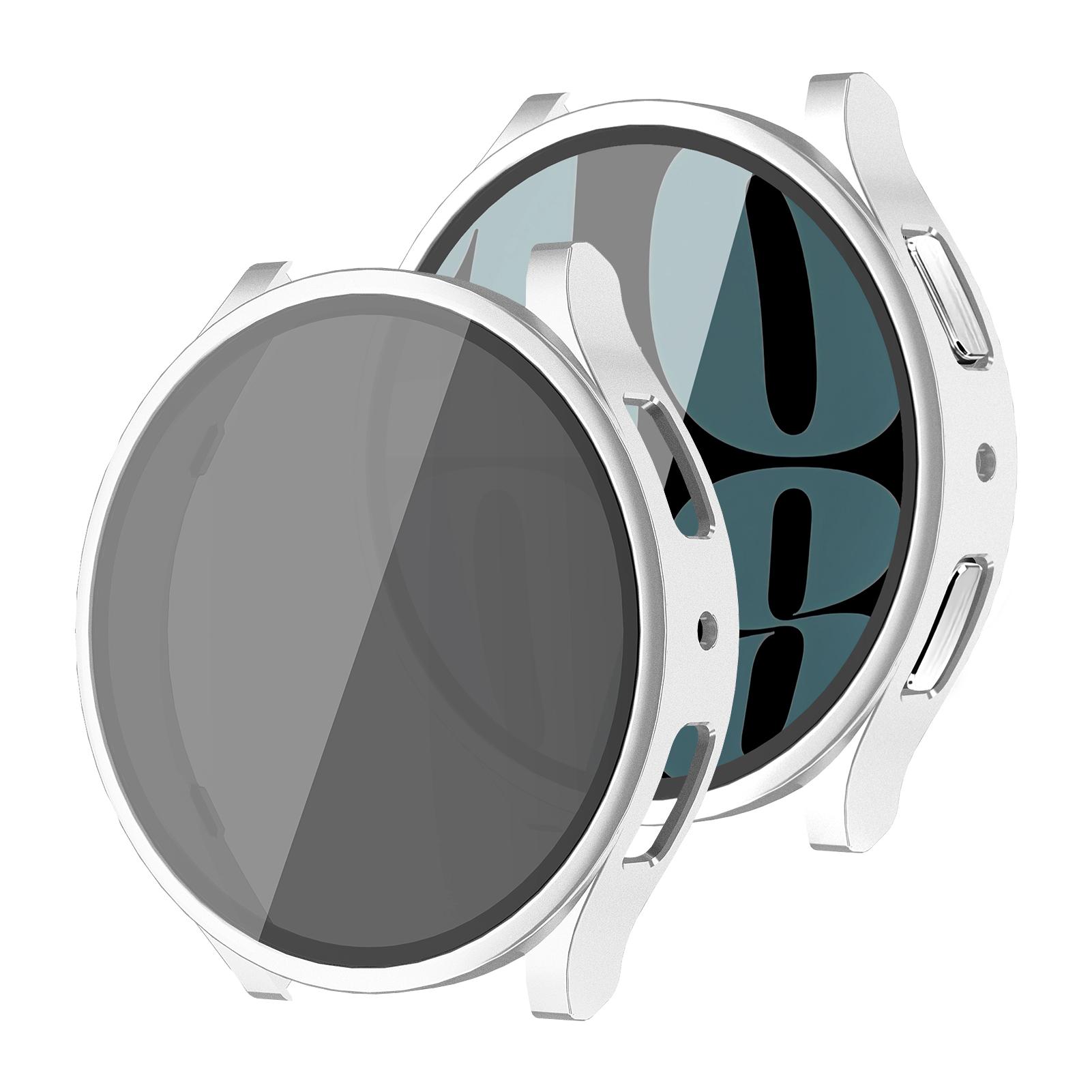 

Закаленное стекло+Чехол для Samsung Galaxy watch 6/7 Чехол 44мм 40мм ПК Антишпион Ударопрочный Общий Защитный Чехол Galaxy watch 6 Galaxy watch 7 40mm серебряный