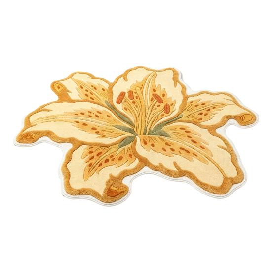 Modern Home Decor Mat Lily Shape Floor Mat, Absorbent Velvet Rug for Bathroom And Entrance, Non-slip Decorative Flower Bedroom Dressing Table,