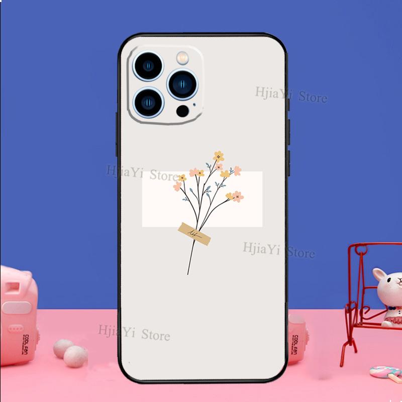 Minimalist Aesthetic Flower Case For iPhone 16 15 13 11 12 14 Pro Max XS XR X Plus 13 mini Soft Cover Fundas Capa Shell